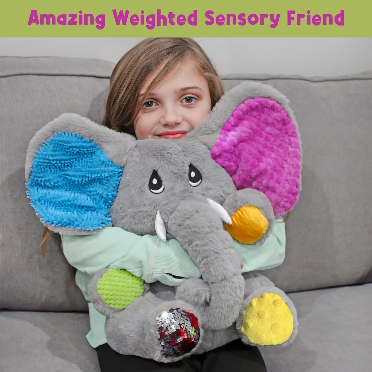 MEAVIA Weighted Sensory Plush Ellie the Elephant Toy Fidget Plush for Special Needs FEELix Collection