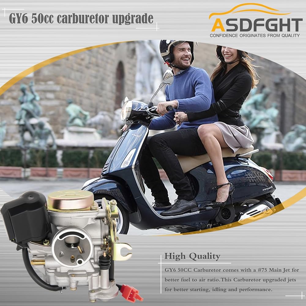 139QMB Carburetor 49CC 50CC GY6 4 Stroke Scooter Taotao Kymco Go Kart PD18J PD19J Moped Engine 18mm Curve + Intake Manifold Air Filter -139QMB Carburetor 50CC Scooter
