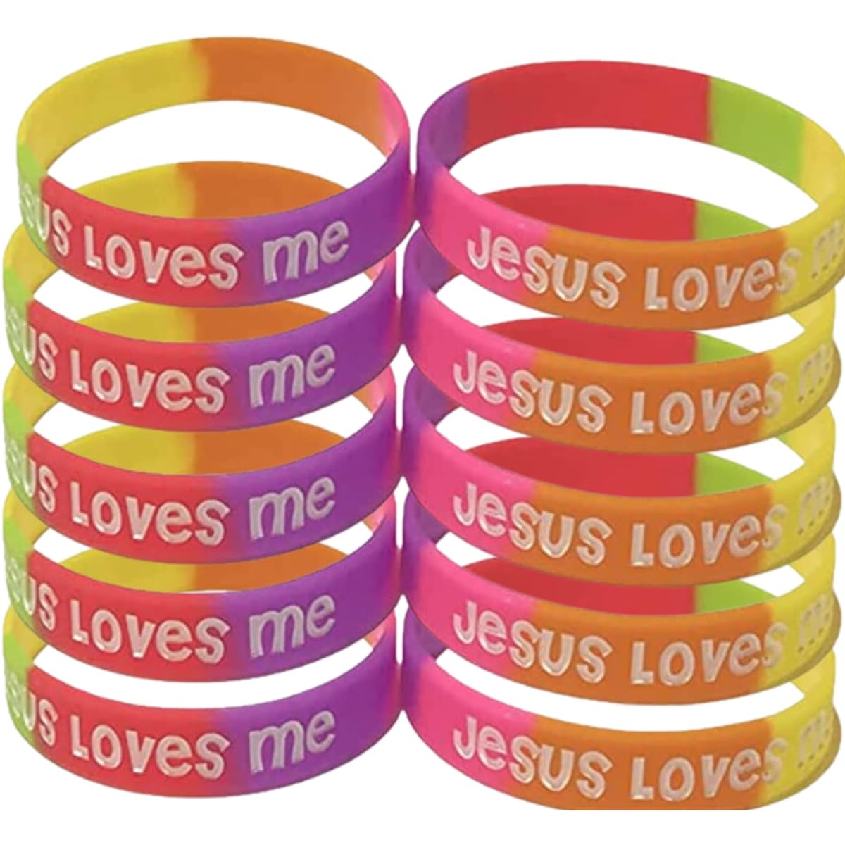 Jesus Loves Me John 3:16 Silicone Wristband Bracelets - Bulk Pack of 100 for VBS, Vacation Bible School, Church, Sunday School, Missionaries - Ink Injected Christian Religious Accessories, Youth, Silicone Rubber