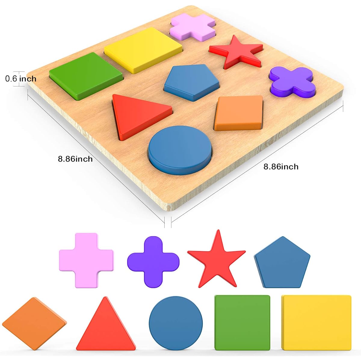 Kimuvin Wooden Preschool Color Cognitive Puzzle