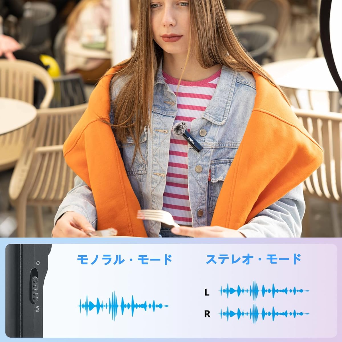 BOYA BOYALINK Wireless Lavalier Microphone for iPhone/Android/Camera Vlog, All-in-One Lapel Dual Mic System & Lightning & USB-C Input & Battery Case for Smartphone/DSLR YouTube Live