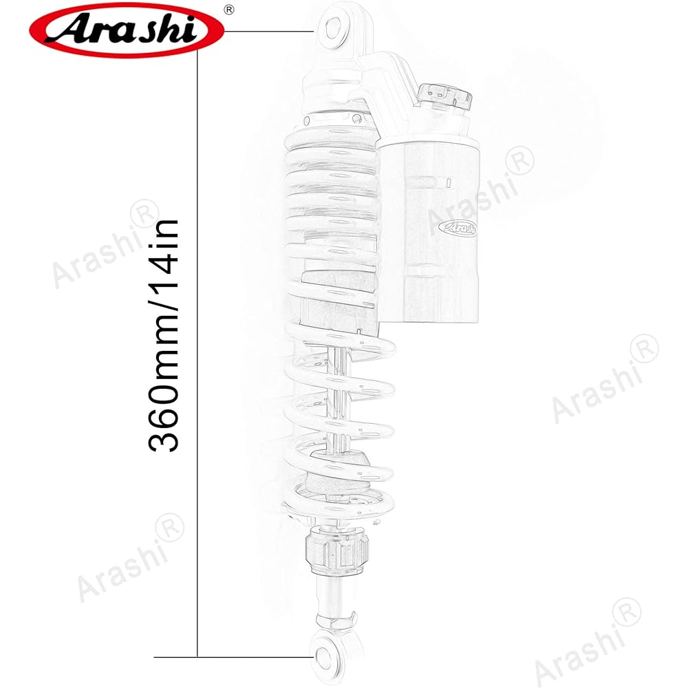 Arashi 360mm Universal Rear Suspension Shock Absorber for Yamaha SR500 1977-1984 / VMAX1200 1985-2005 / XJR1300 1997-2010, Honda CB1000SF SC30 1992-1995 / CB1300SF 2003-2019 SC54 Motorcycle Accessories