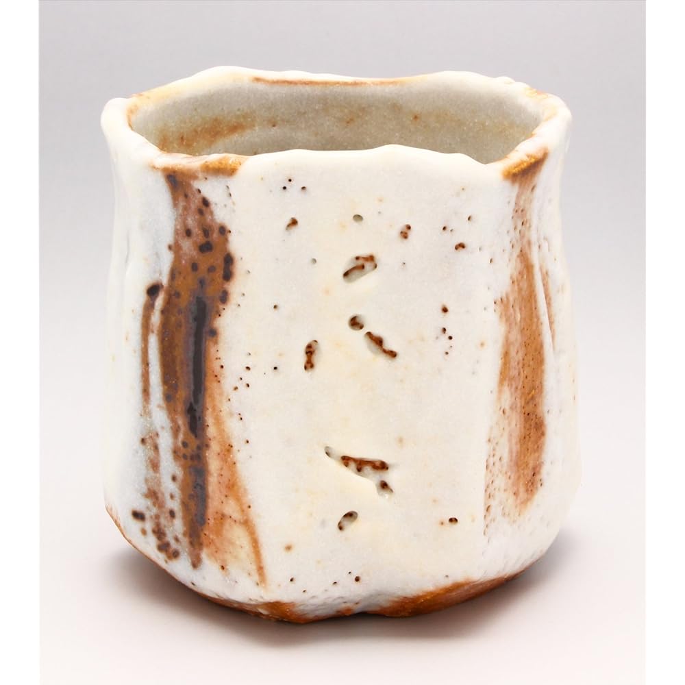 Mino Ware Higashiyama Kiln Teacup Cup Shino Sake Large Size Approximately 250ml Made in Japan (In Wooden Box) 551-0004