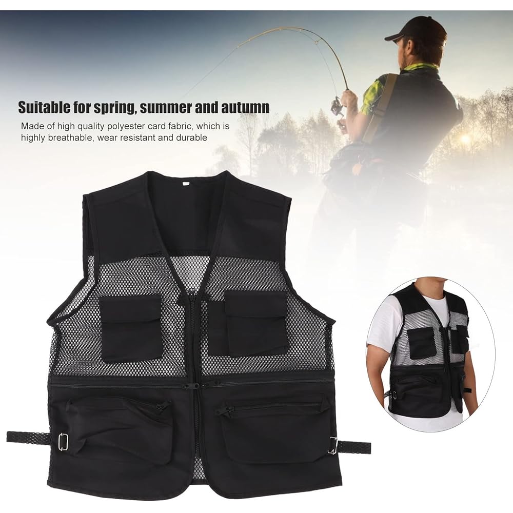 [Shanrya] Mesh fishing vest, ergonomic military vest wear-resistant to withstand outdoor activities
