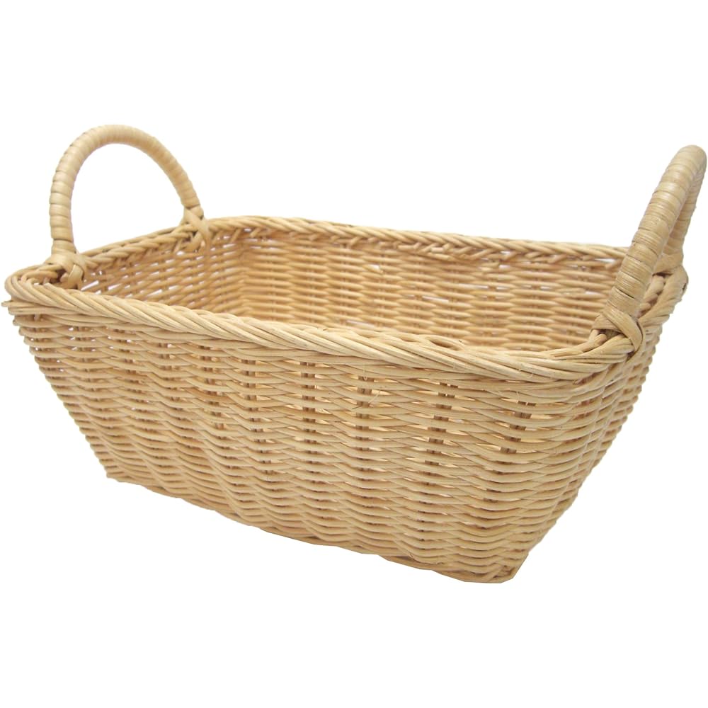 Basket Wicker Rattan Basket with Lid Accessory Storage Bag Blue Approx. 23 x 15 x 16 cm 31-03BL