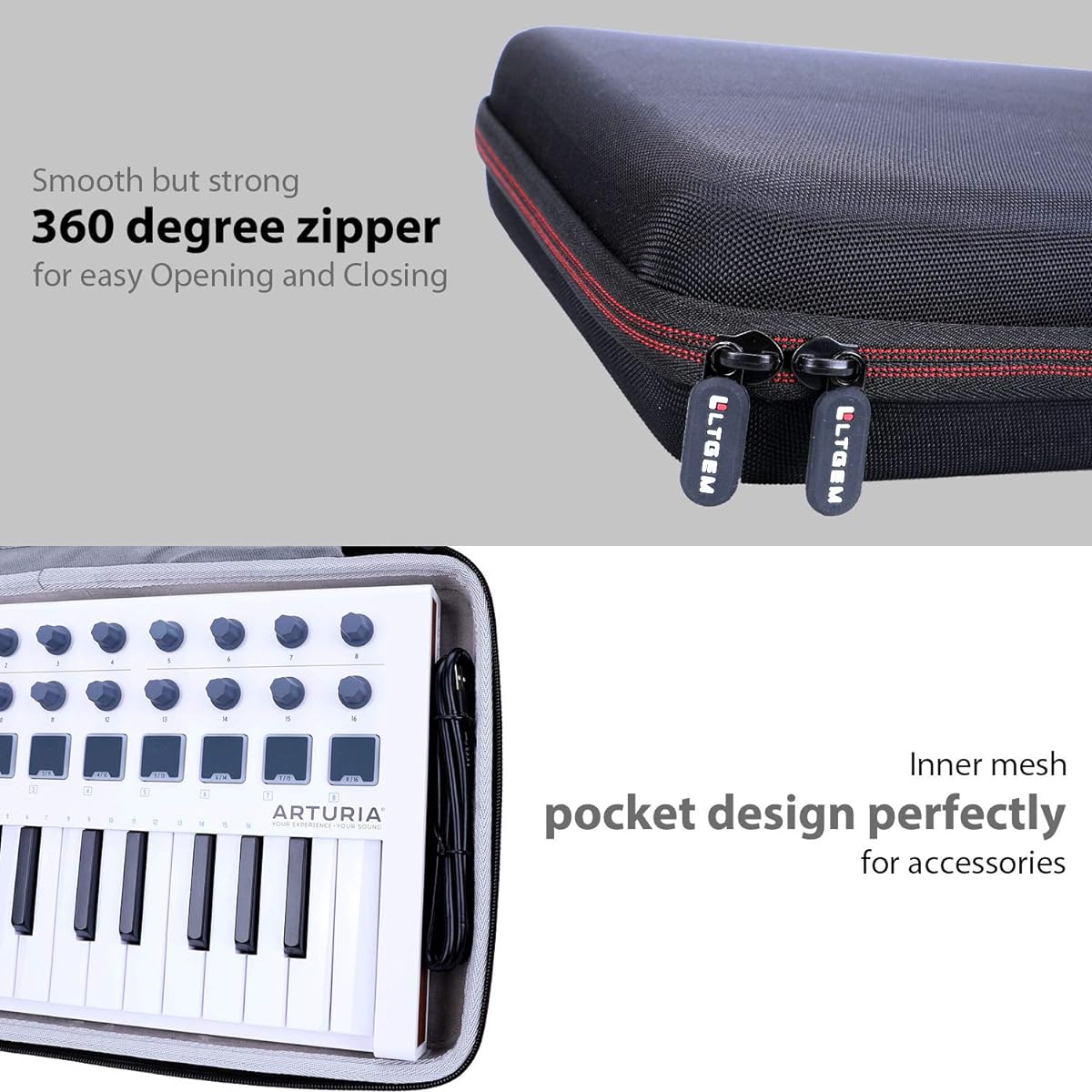 LTGEM Hard Carry Case for Arturia MiniLab MkII 25 Slim Key Controller