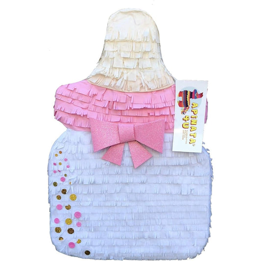 APINATA4U Baby Bottle Pinata with Pink and Gold Glitter Accents
