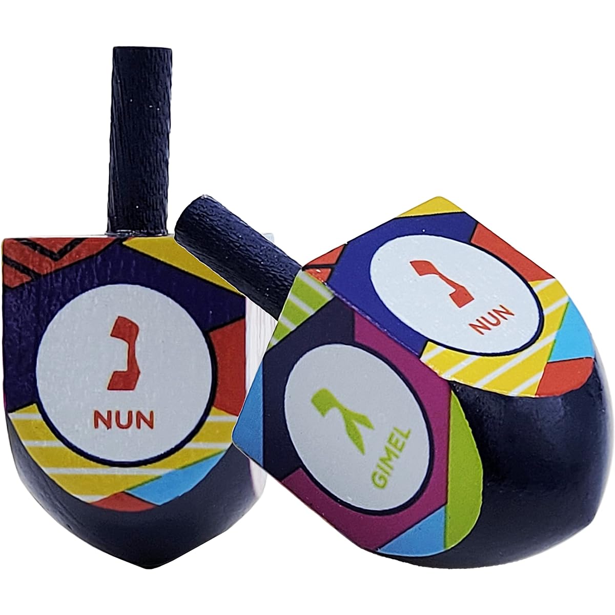 The Dreidel Company Multicolor Hand Painted Wooden Hanukkah Game Let's Play Dreidel (Pack of 30)