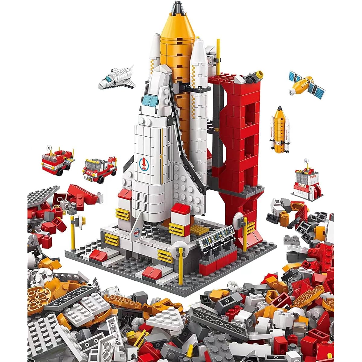 JIADEL Rocket Launch Center Space Explorer with Launch Control Center 6-in-1 STEM Aerospace Building Kit with Heavy Transport Rocket and Launcher, Great Gift for Boys Ages 6-12 (1000 Pieces)