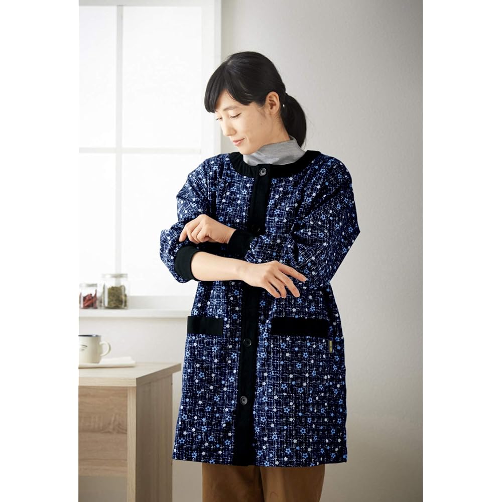 seiei [Moisture Absorption Heat Generating Warm Kappougi] Kappogi Apron Hanten with Aluminum Sheet (Navy Blue, M-L)