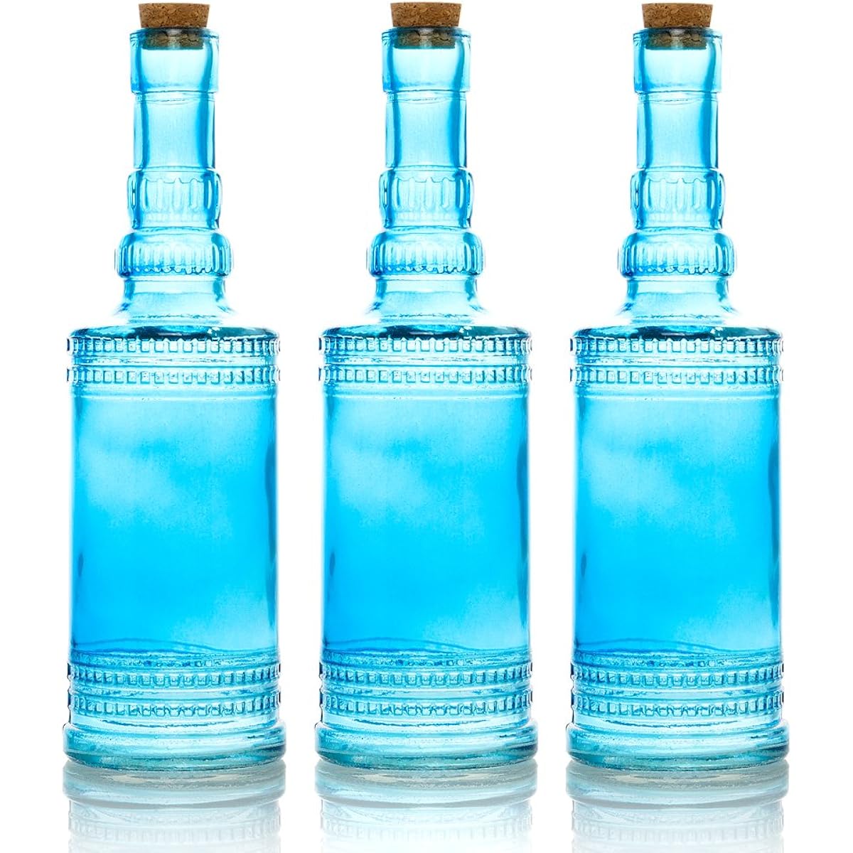 paperlanternstore.com Bulk Pack (3) Camila Turquoise Vintage Glass Bottle Wedding Flower Vase by Quasimoon