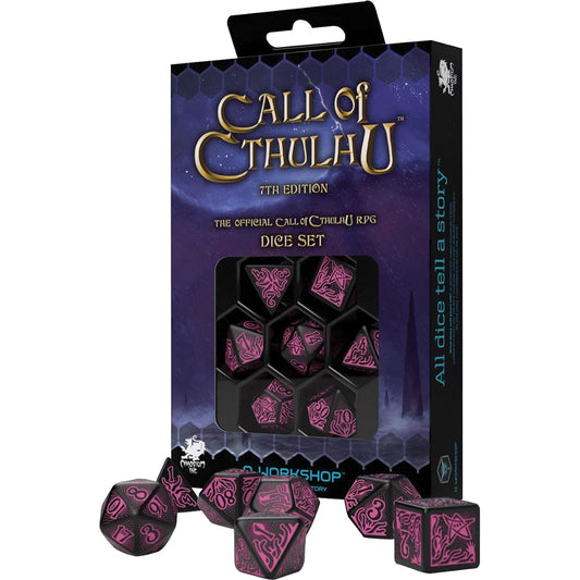 Q-Workshop Call of Cthulhu 7E: Black & Magenta Dice Set (QWOCTR3P)