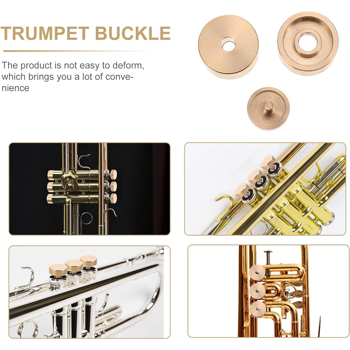 MILISTEN Trumpet Piston Button Buckle Trumpet Finger Button Turquoise Inlay Connecting Rod Valve Cap Musical Trumpet Instrument Tool (Gold) 1 Set