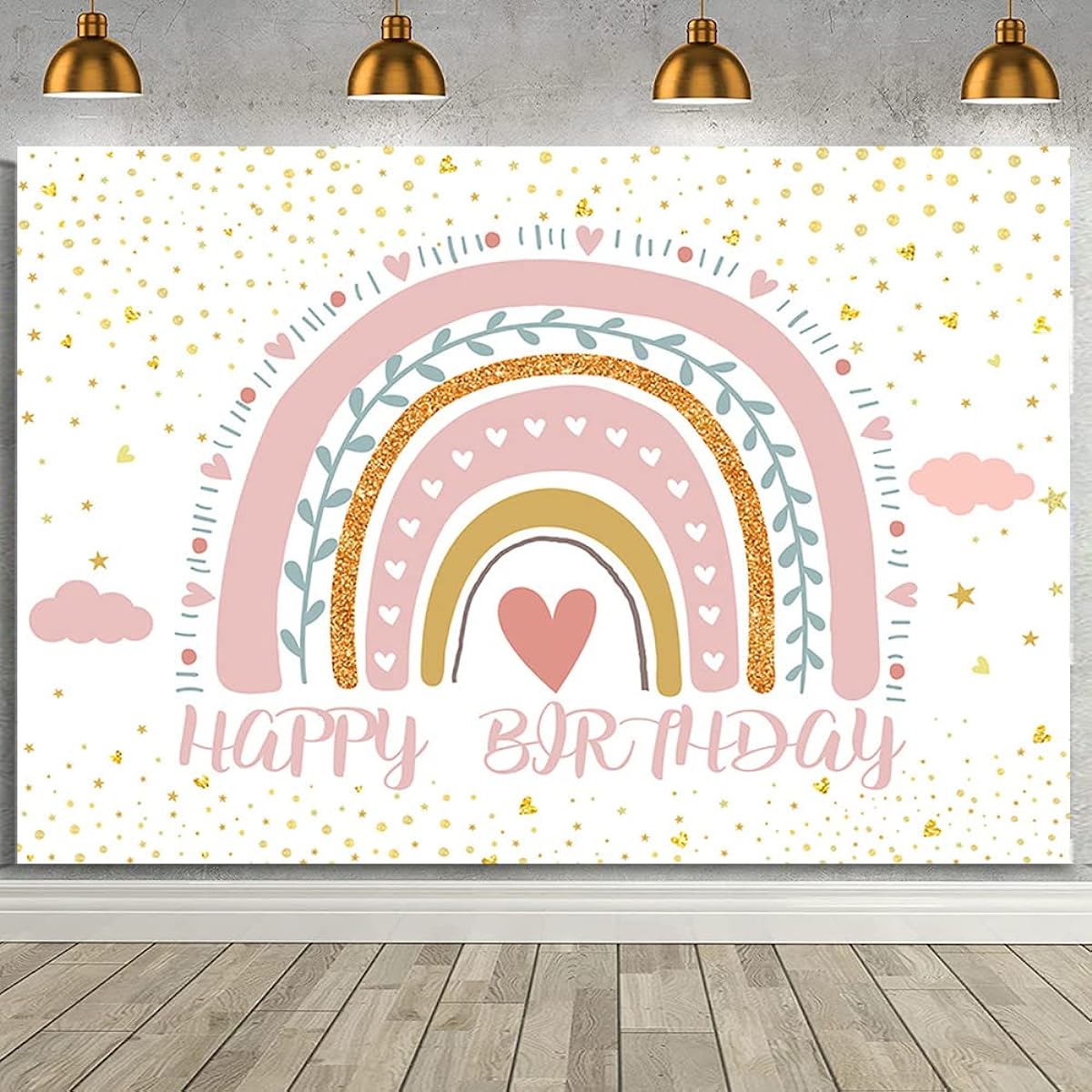 AIBIIN Boho Rainbow Birthday Backdrop,Rainbow Birthday Party Decorations Background,Boho First Birthday Background for Girl Boho Baby Shower Rainbow Party Supplies Banner Photo Booth Vinyl 7x5ft