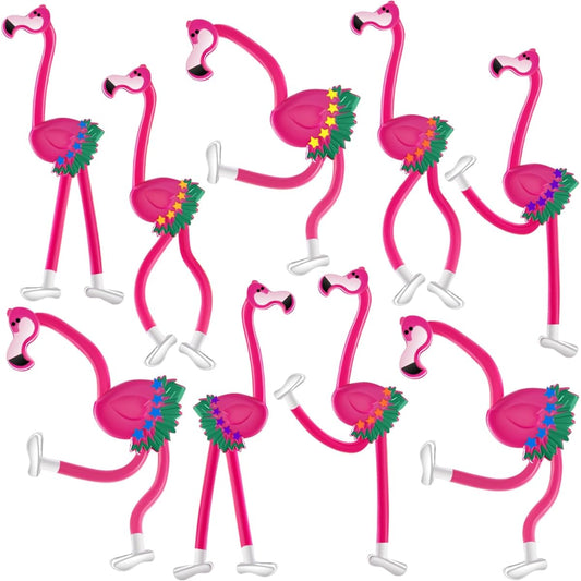 Leitee Flamingo Bendable Toys, 48 Pieces Bendable Toys Zoo Animals Stress Relief Bendable Toys Character Goods Bag Stuffers Animal Birthday Party Favors Flamingo Action Figures Pink