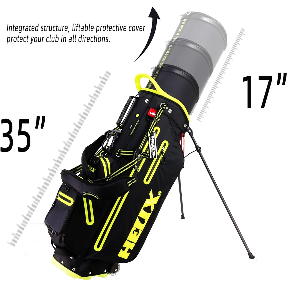 Helix Golf Stand Bag Retractable 6-Way Divider Back Strap Shoulder Carry Golf Bag Golf Bag Stand with Wheels for Travel