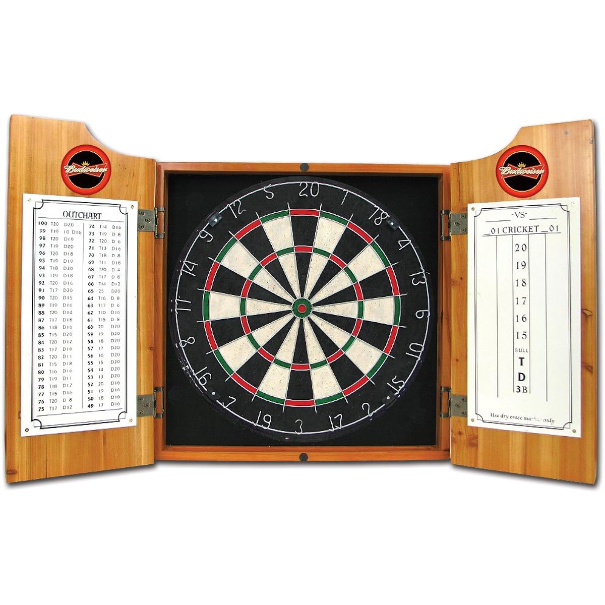 Budweiser Wooden Darts Cabinet Set