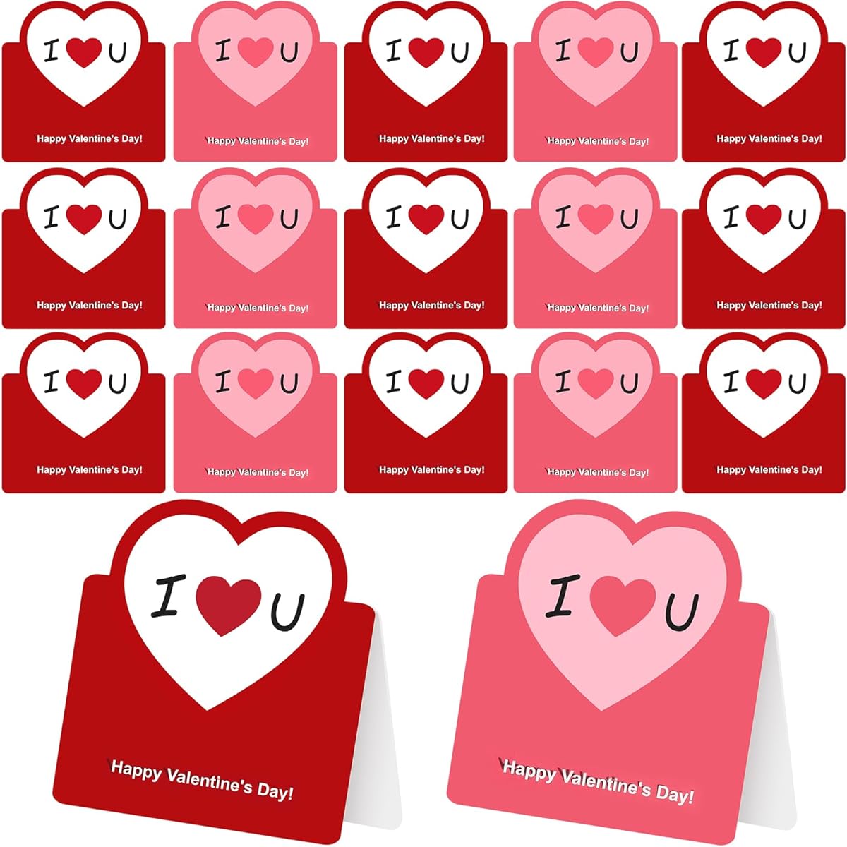 Geyoga Valentine's Day Cards 300 Pieces Bulk Valentine Blank Heart Cards Classroom Kids Greeting Cards Red Pink Greeting Cards Foldable Love Heart Greeting Cards for Valentine's Day and Anniversaries