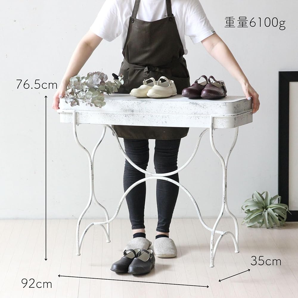 SPICE OF LIFE Garden Table Shabby White Width 92cm Depth 35cm Height 76.5cm Iron Assembly Type YHGT5040