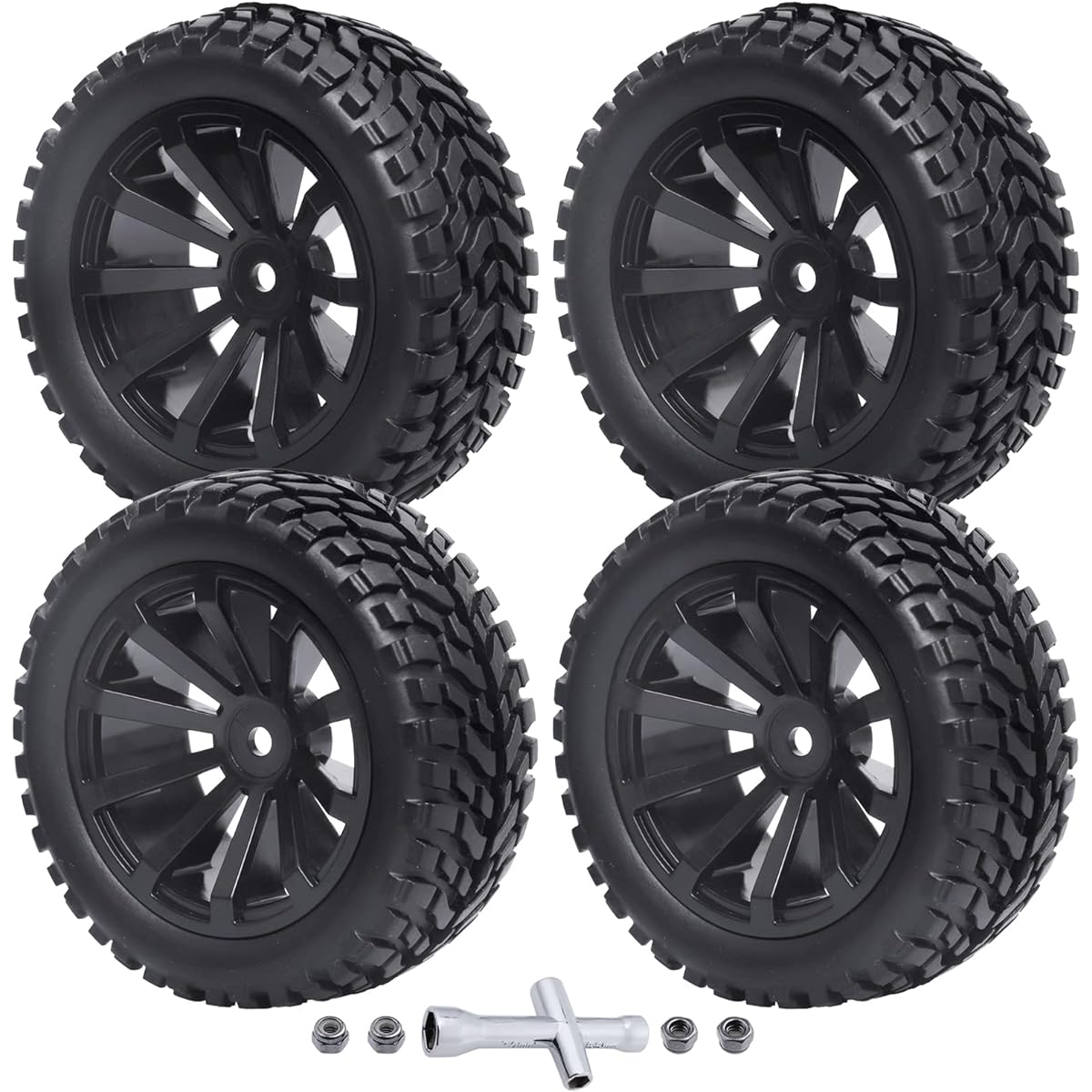 2.99" (76mm) O.D. 1/10 On-Road Touring Car Wheels and Tires 12mm Hex for Traxxas 4Tec 2.0 Latrax Teton Redcat EPX Drift Car HSP Flying Fish 94123