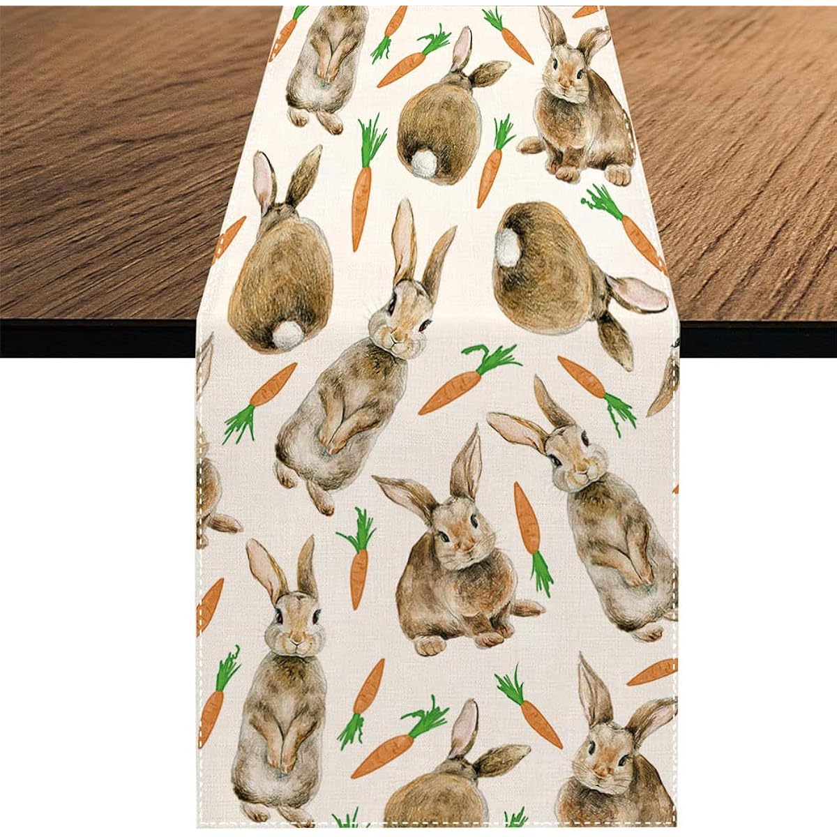 Easter Bunny Carrot Table Runner Seasonal Spring Easter Rabbit Tablecloth Kitchen Dining Table Decor Home Party Decor 13 x 70 Inches