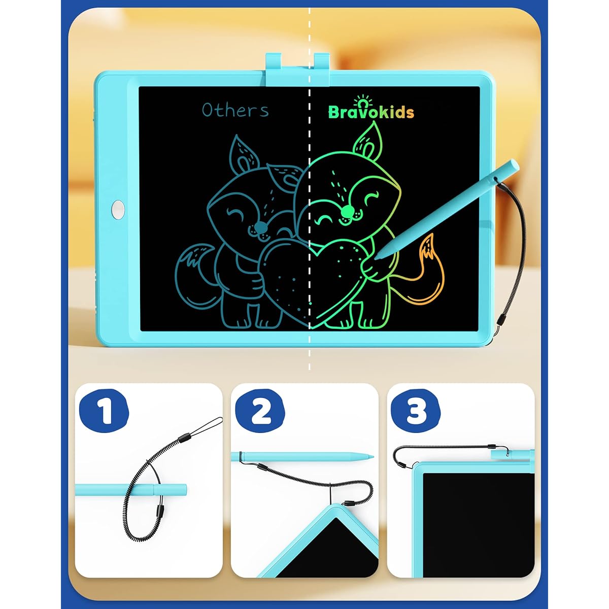 Bravokids LCD Writing Tablet 10 Inch Doodle Board, Electronic Drawing Tablet Drawing Pad, Educational for 3 4 5 6 Year Old Boys and Girls (Blue) [Parallel Import]