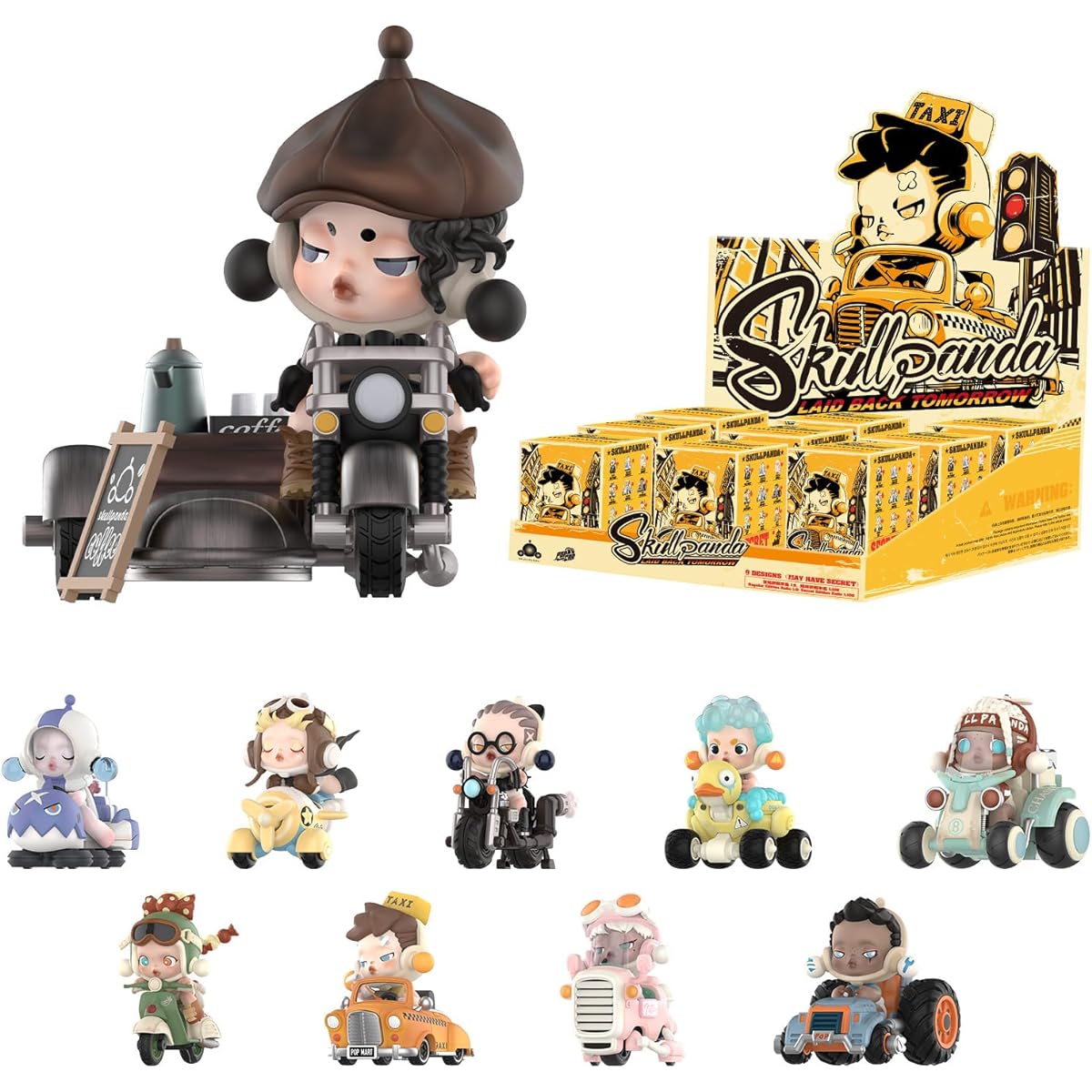 pop mart SKULLPANDA Laid Back Tomorrow Series 9 Pieces Limited Character Action Figure Box Toy Popular Collectibles Art Toy Cute Figure Creative Gift for Christmas Birthday Party Holiday