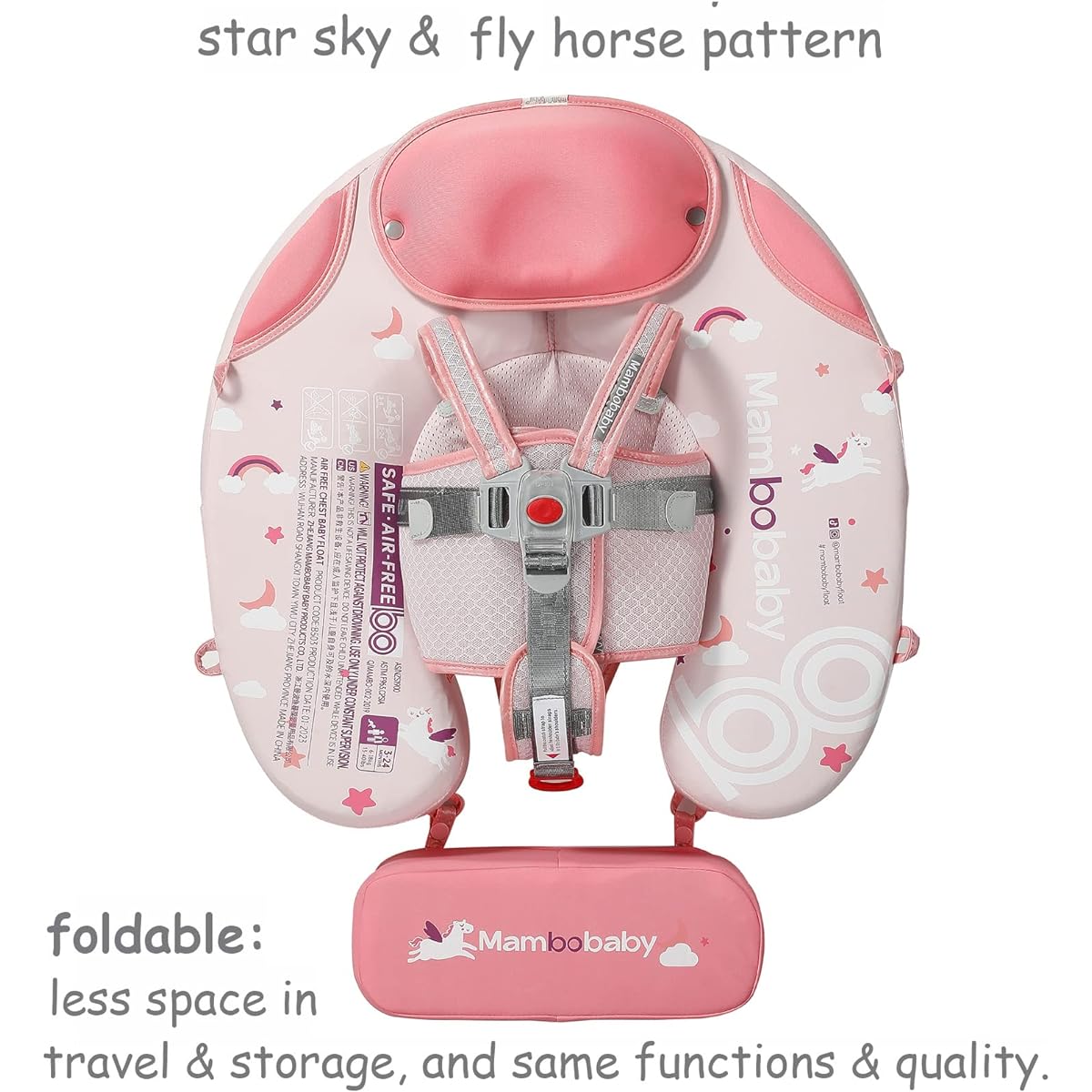 Foldable Easy to Carry Tail Canopy Crotch Inflatable Baby Float Mambo Baby Float Smart Swim Trainer Soft Solid Waist Swim Ring Water Toys Toddler Pool Float