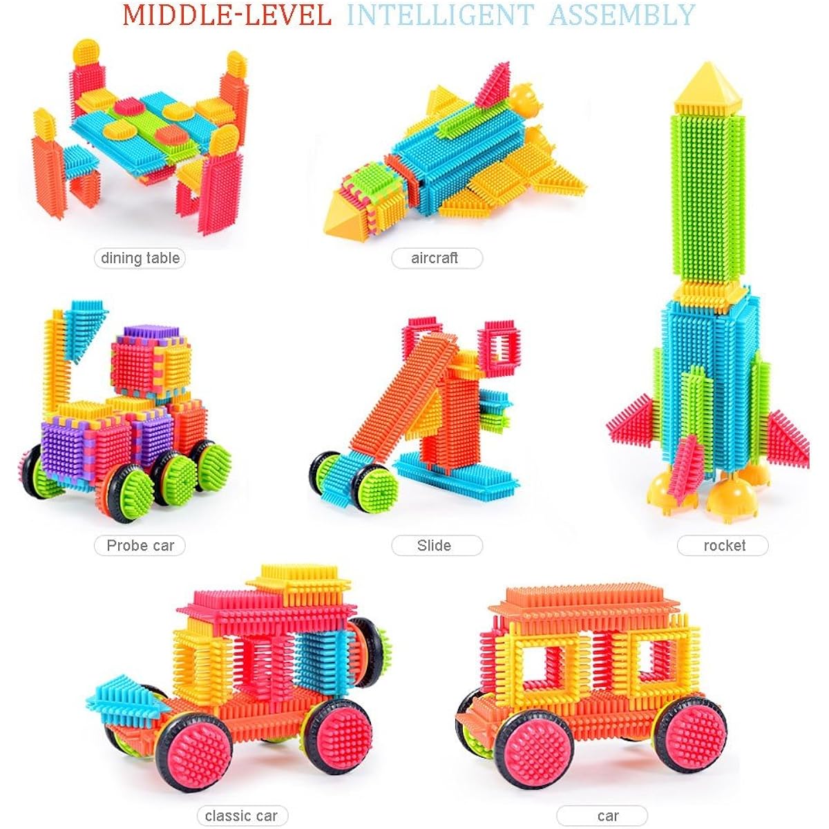 Teytoy 100pcs Bristle Shape Building Blocks Toy Set for Toddlers and Kids