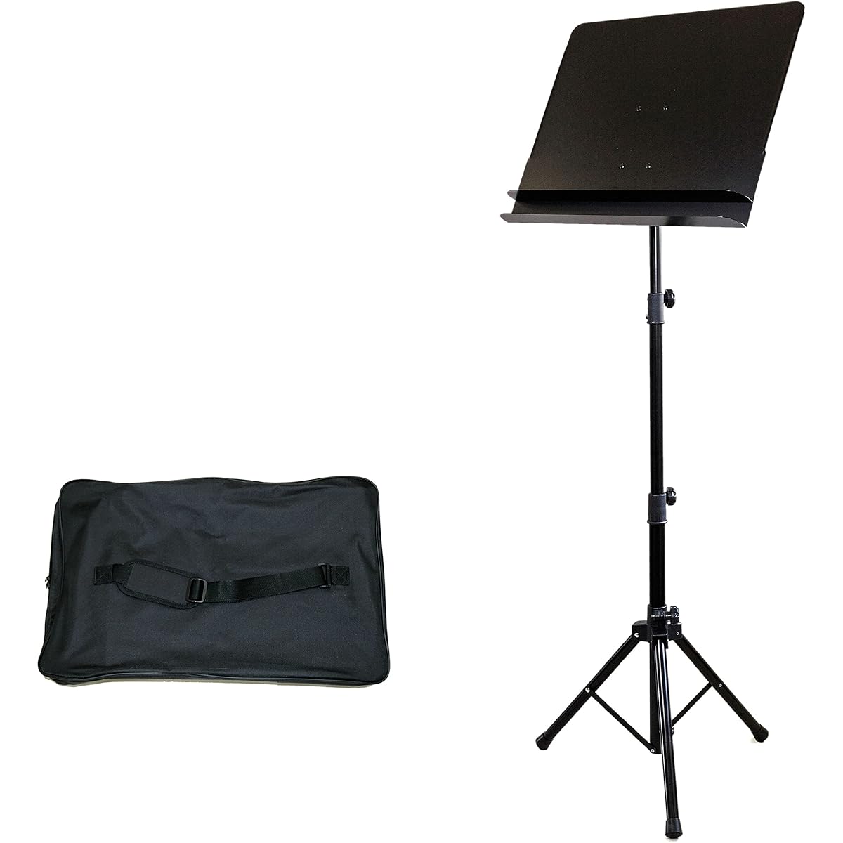 [Set sale] Cosmo M.S. Techno Aluminum folding leg music stand (no holes/double) F50CPW Soft case B1A set