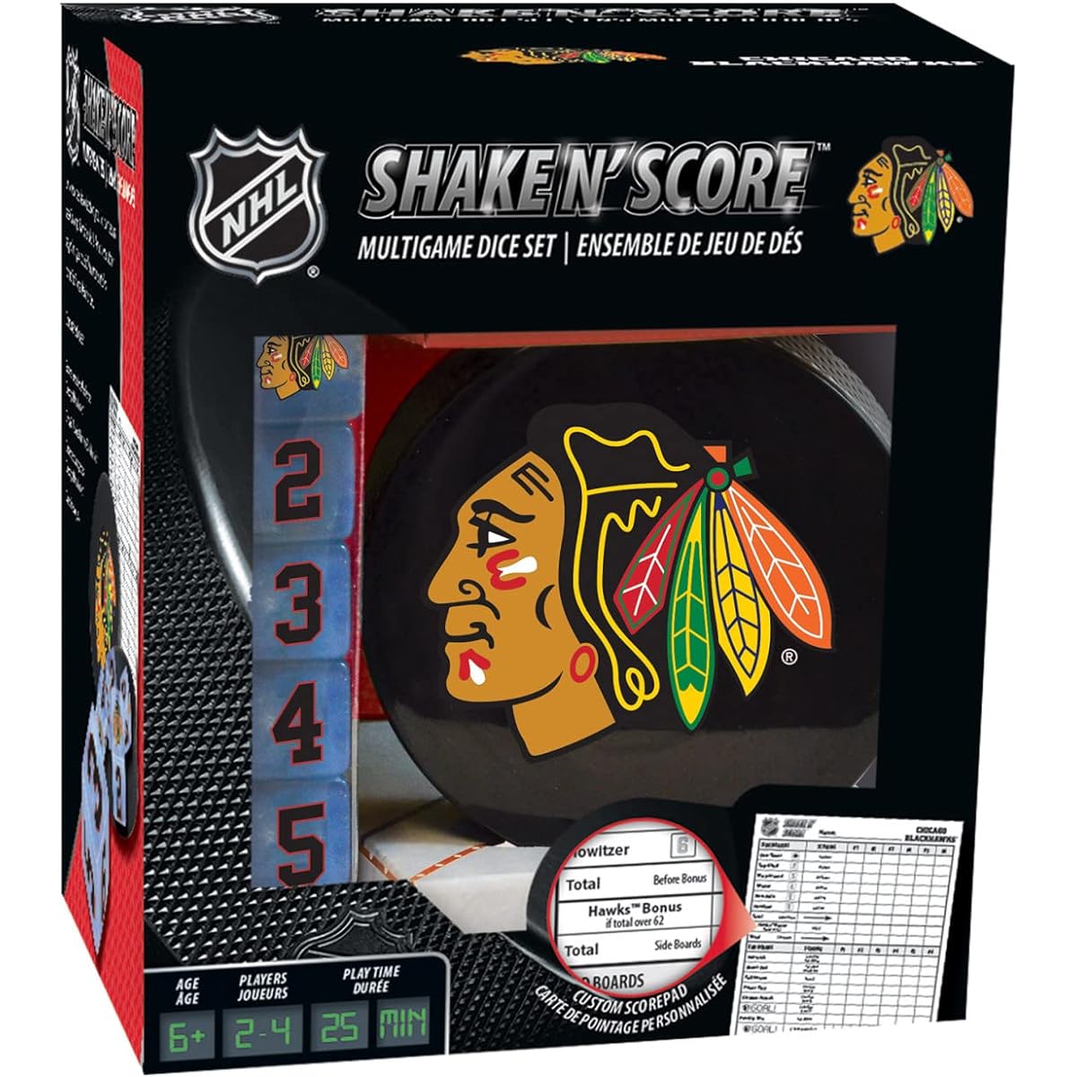 (Chicago Blackhawks) - MasterPieces NHL Chicago Blackhawks Shake n' Score Dice Game