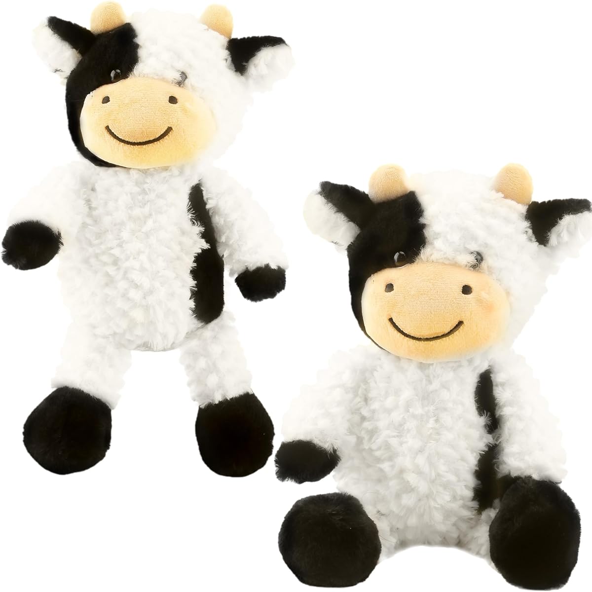 Puteraya 2 Pack Cow Plush Toys, Realistic Soft 12" Standing Cow and 9" Sitting Plush Cow Toys Animal Party Favors Birthday Christmas Easter Gifts, 2 Styles