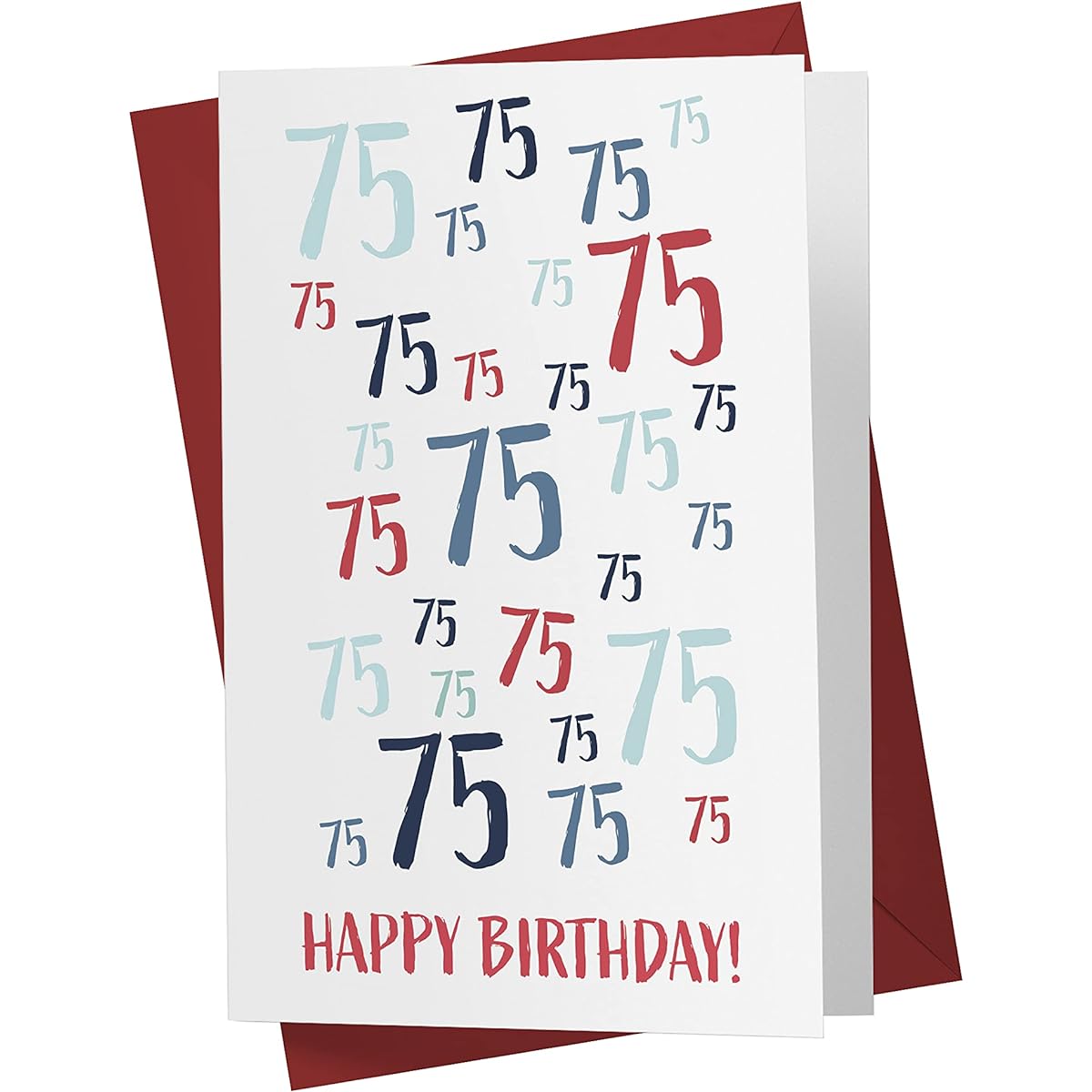 75th Birthday Card - Just A Number 75th Anniversary Card for Brother Sister Dad Mom Boyfriend Grill Friend 75th Birthday Card with Envelope