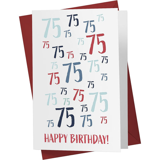 75th Birthday Card - Just A Number 75th Anniversary Card for Brother Sister Dad Mom Boyfriend Grill Friend 75th Birthday Card with Envelope