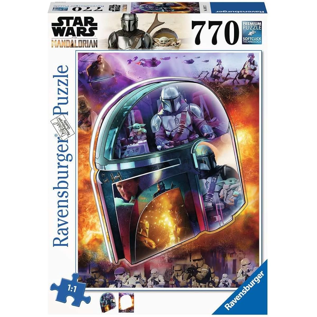 Ravensburger Star Wars The Mandalorian: Helmet 770 Piece Large Jigsaw Puzzle for Adults - 16917 - Every piece is unique, and soft-click technology means pieces fit perfectly
