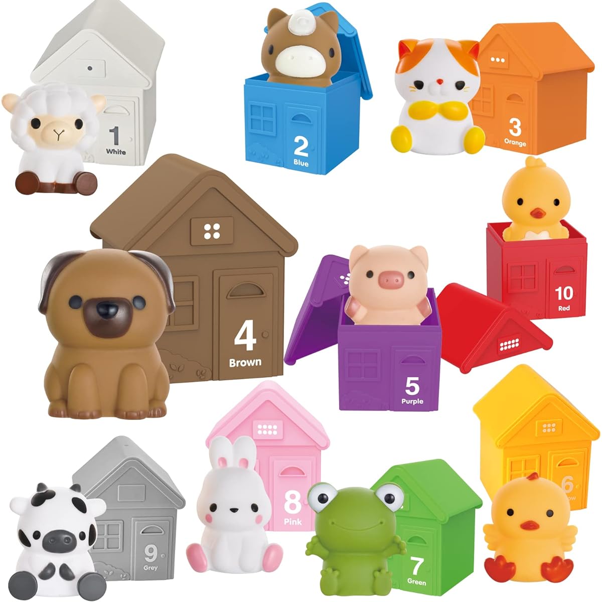 Learning Toys for Toddlers 20 Pieces Farm Animals Finger Puppets & Barn Toys for Kids (Brown)