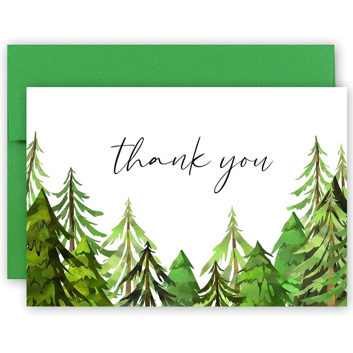 Pack of 50 Green Thank You Cards