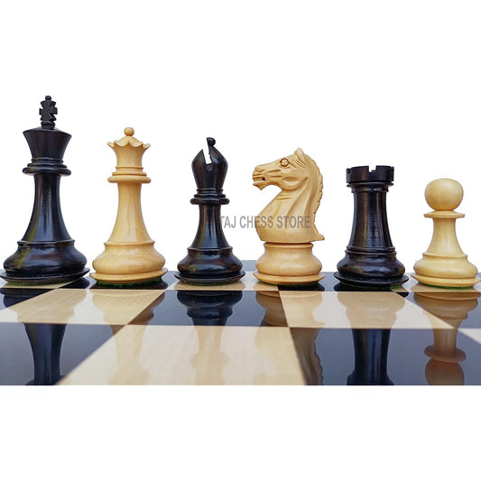 Wooden Staunton Chess Pieces with 2 Extra Queens - 10.16cm Fierce Knight Weight Chessman | Unique Chess Set | Taj Chess Store