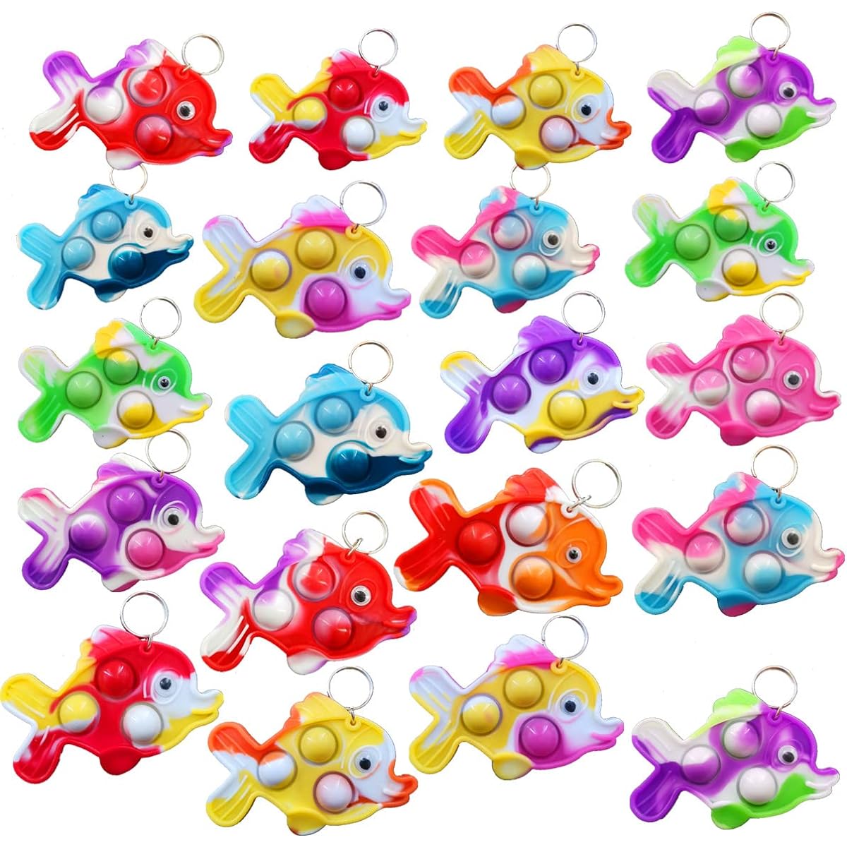 100 Pack Summer Presents Unique Mini Fish Assorted Fidgets for Kids Teacher Gifts Birthday Party Favors