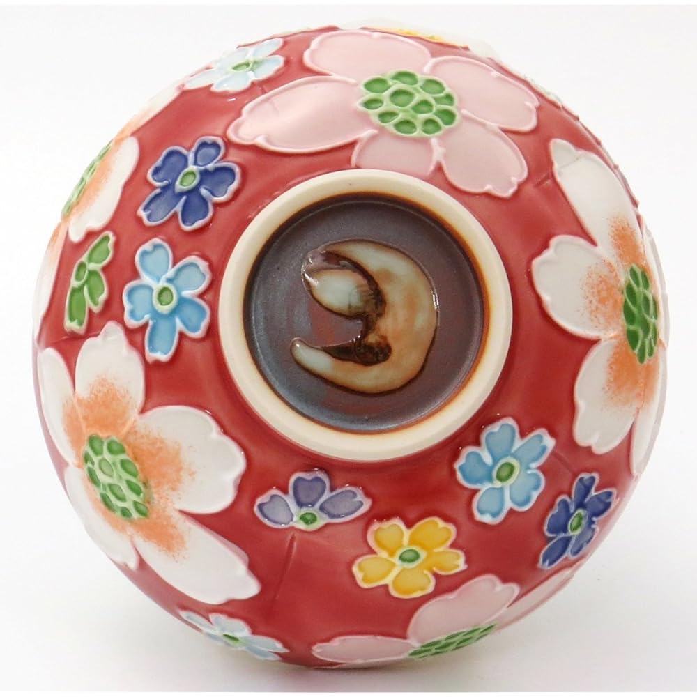 Kyoto ware, Kiyomizu ware, rice bowl, tea bowl, pair set, full of flowers (blue, red), Shoho kiln, 60th birthday gift, Respect for the Aged Day, present B3-13