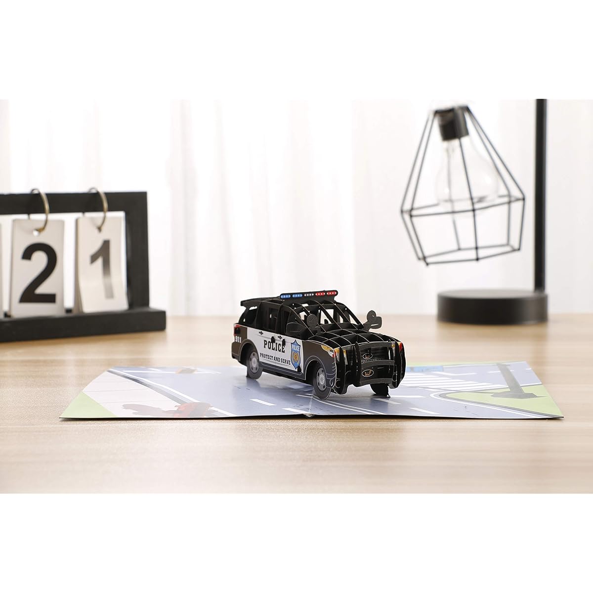 Liif Police Car 3D Greeting Pop Up Father's Day Card Happy Birthday Police Officer Graduation Retirement Celebration Police Officer Gift