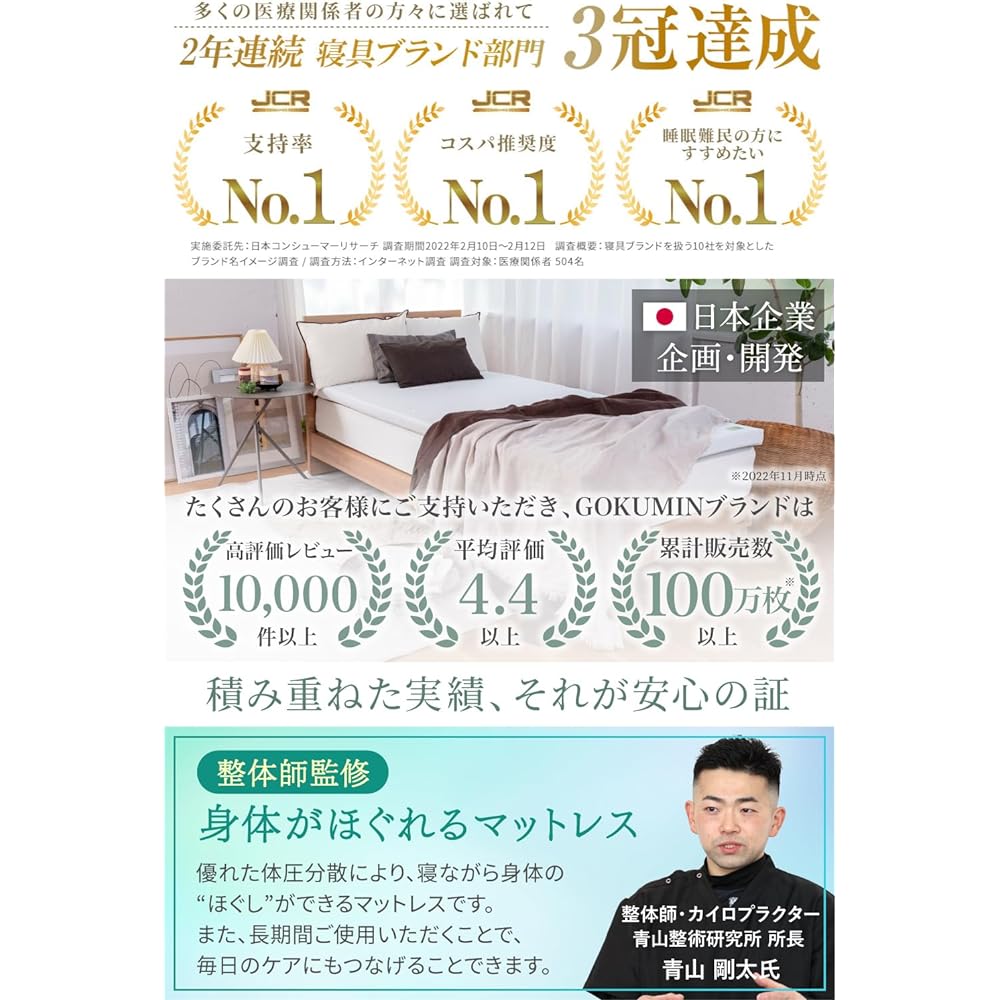 GOKUMIN Mattress High Resilience 2 Layer Structure Semi-double (A groundbreaking new sensation mattress made of gel material and high resilience urethane material developed with a chiropractor) Bed Futon Back pain