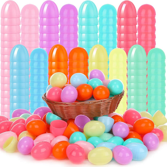 200 Pieces Plastic Easter Eggs Colorful Fillable Easter Eggs Empty Pastel Plastic Eggs Bulk Sale Basket Stuffer Kids Easter Egg Hunt Game Party Surprise 2.36 Inch 8 Colors