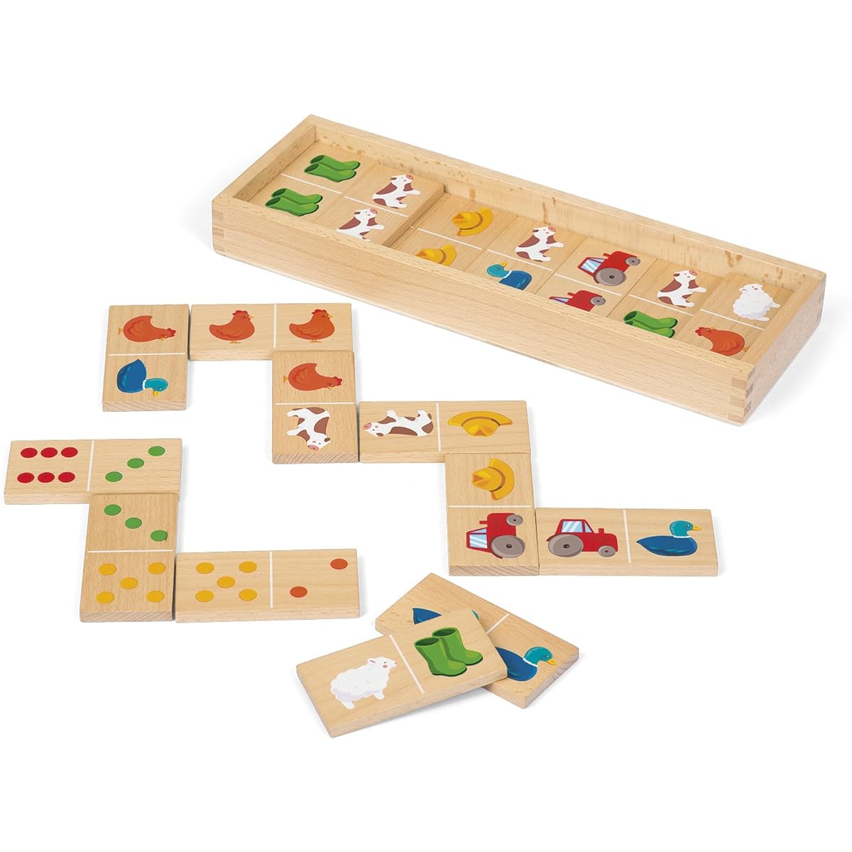 Janod - J08167 - Board Game - Farm Dominoes - 28 Pieces