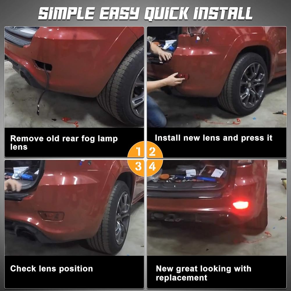 HERCOO Bumper Reflector Light Lens Rear Right Fog Lamp Cover for Jeep Compass Grand Cherokee 2011-2017 Dodge Journey 2012-2018 2 Pack