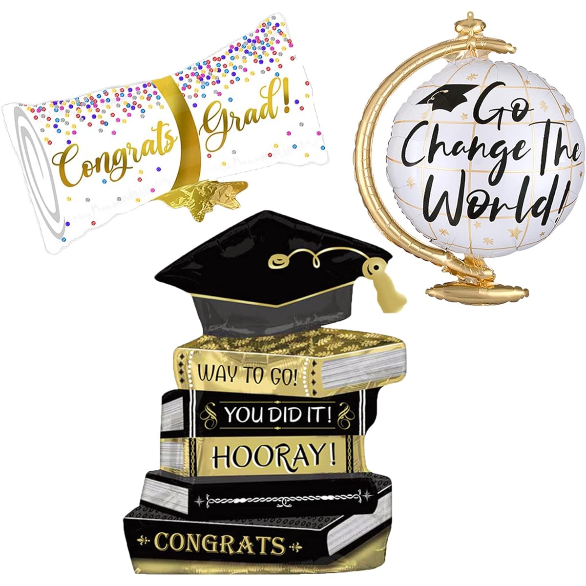 Graduation Party Balloons 9 Pieces Decoration Book Congratulations Graduation Foil Balloon Diploma Globe Balloon Graduation 2023 Congratulations High School College Graduation Party Supplies