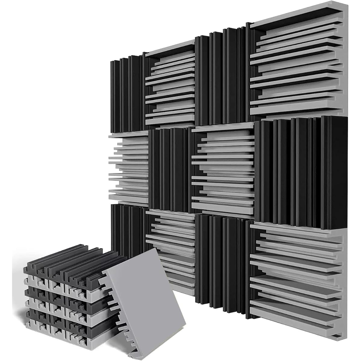 Pyramid Design Acoustic Foam Panels 12 x 12 x 2 Inch Soundproof Foam Panels High Density Fire Resistant Acoustic Panels Sound Panels Studio Foam for Walls and Ceilings Pack of 12