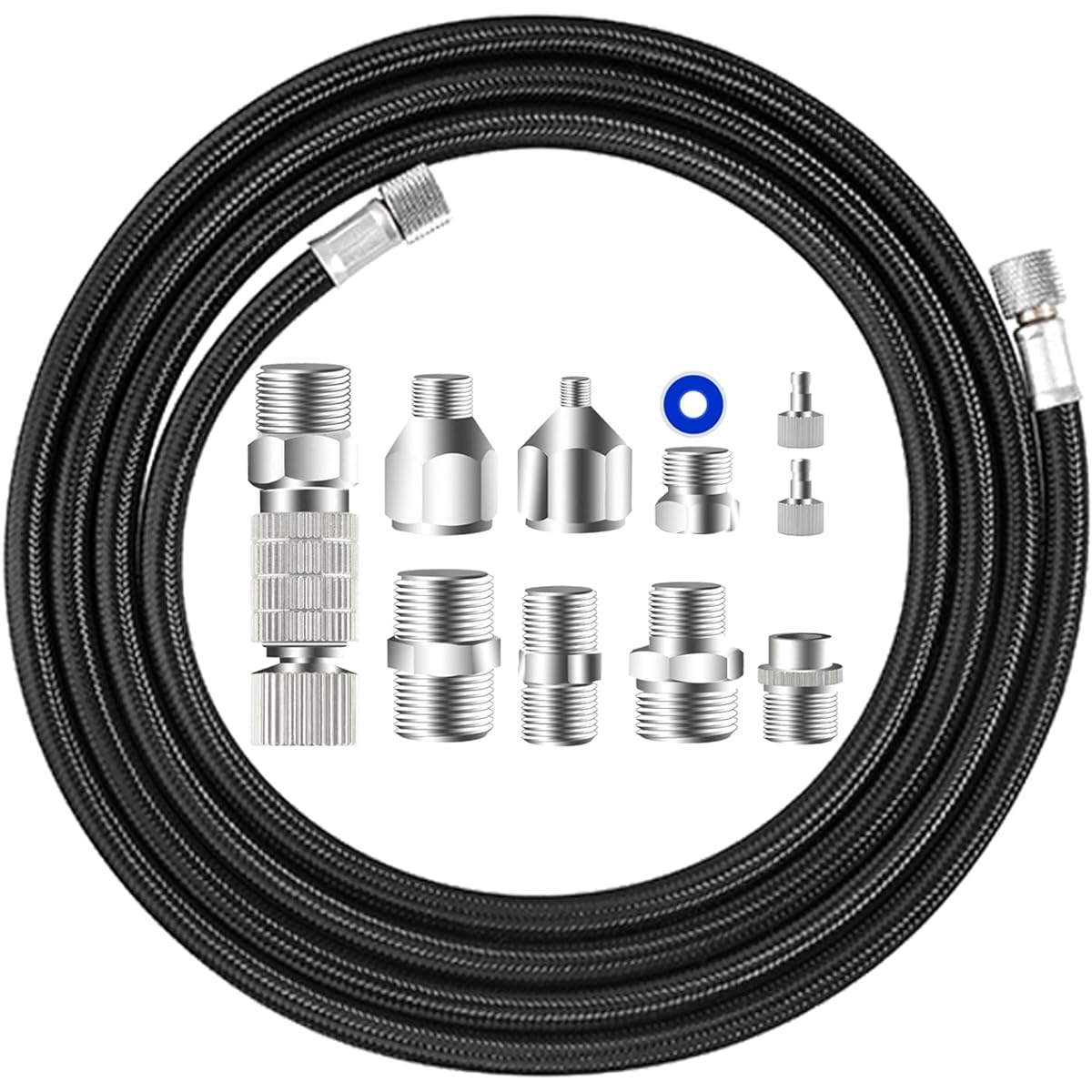 HUBEST Multi-Size Airbrush Adapter Set 10pcs 1.8M Nylon Braided Airbrush Hose with Airbrush Quick Release Disconnect Coupler