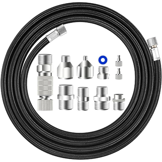 HUBEST Multi-Size Airbrush Adapter Set 10pcs 1.8M Nylon Braided Airbrush Hose with Airbrush Quick Release Disconnect Coupler