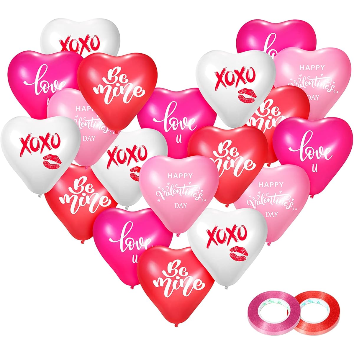 60pcs Heart Balloons White Light Pink Red Heart Balloons Valentine's Day Balloons Latex Heart Balloons for Wedding Decorations Party